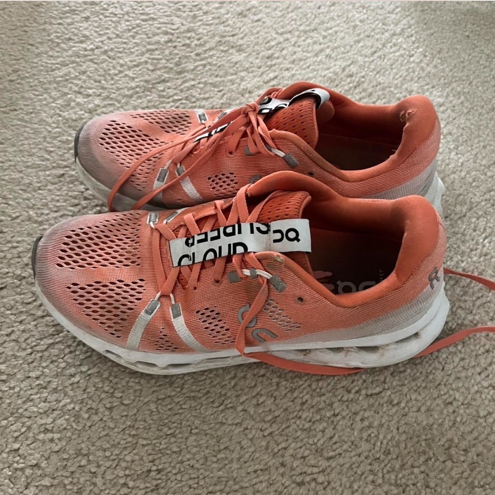 On Running Women's Peach and Grey Running Shoes
